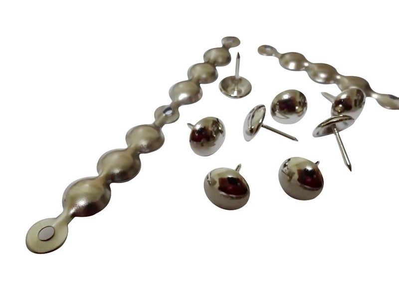 decotacksÂ® Silver Upholstery Nailhead Trim, Silver Upholstery Nails/Tack, in Short (4in Long) Strips 7/16in (11mm) Head Diameter, Covers 6 Meters (6,6 Yards) [Nickel/Silver Finish] DX0511NI-S6M - Image 5